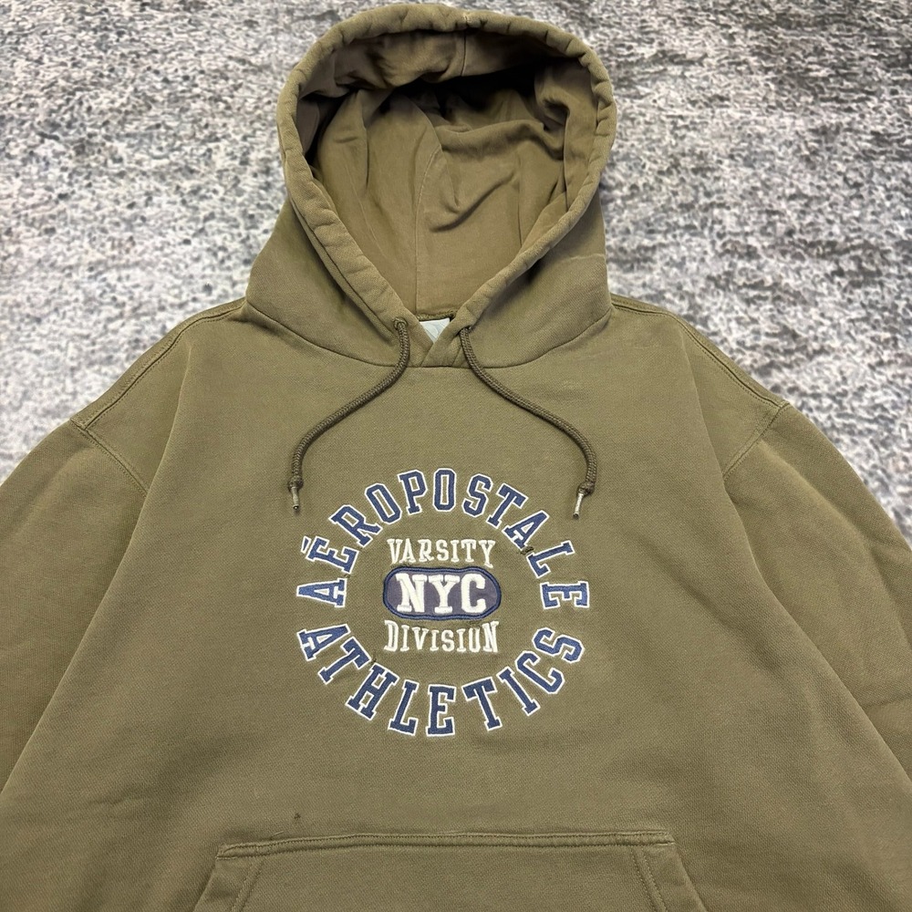VTG Aeropostale Athletics Hoodie Mens Medium Olive Green